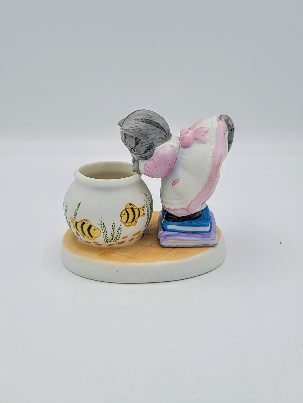 Kitty Cucumber Schmid 1986 B Shackman Cat Fish Bowl Figurine Collectible Vintage - Picture 2 of 9